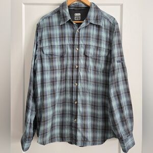 Columbia Titanium Men's Large Blue Plaid Shirt 69724
